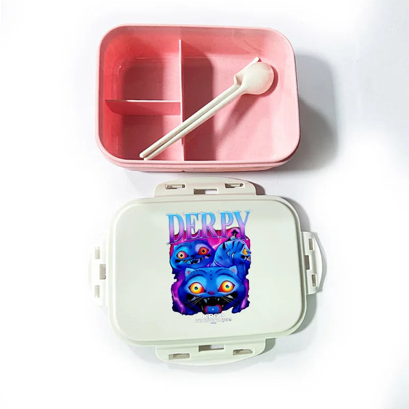Caja de comida con estampado de la película de dibujos animados K-pop Demon Hunters para niños, lonchera para el regreso a clases, cubo de picnic Huntrix Saja Boys Derpy Tiger