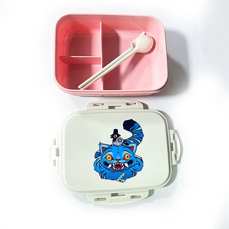 Caja de comida con estampado de la película de dibujos animados K-pop Demon Hunters para niños, lonchera para el regreso a clases, cubo de picnic Huntrix Saja Boys Derpy Tiger