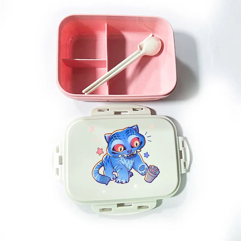 Caja de comida con estampado de la película de dibujos animados K-pop Demon Hunters para niños, lonchera para el regreso a clases, cubo de picnic Huntrix Saja Boys Derpy Tiger