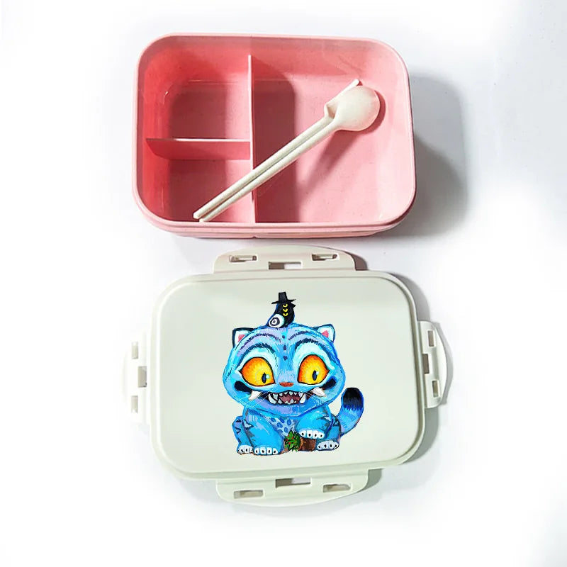 Caja de comida con estampado de la película de dibujos animados K-pop Demon Hunters para niños, lonchera para el regreso a clases, cubo de picnic Huntrix Saja Boys Derpy Tiger
