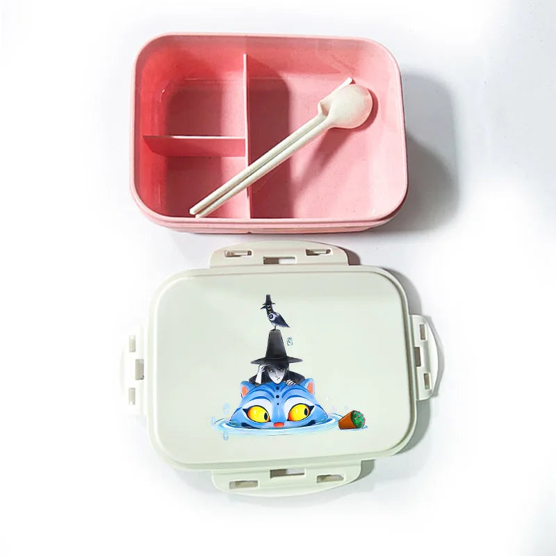 Caja de comida con estampado de la película de dibujos animados K-pop Demon Hunters para niños, lonchera para el regreso a clases, cubo de picnic Huntrix Saja Boys Derpy Tiger